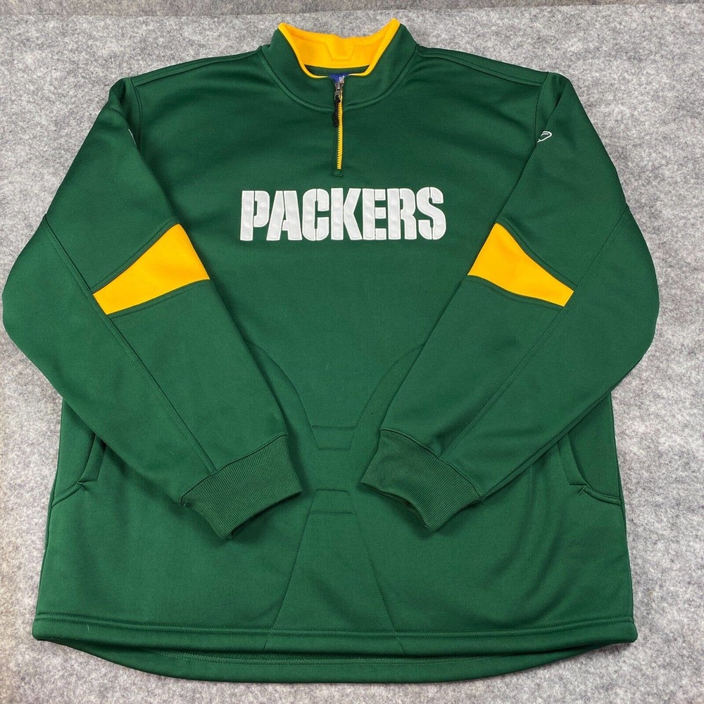 Reebok Green and Yellow Packers Quarter-Zip Pullover